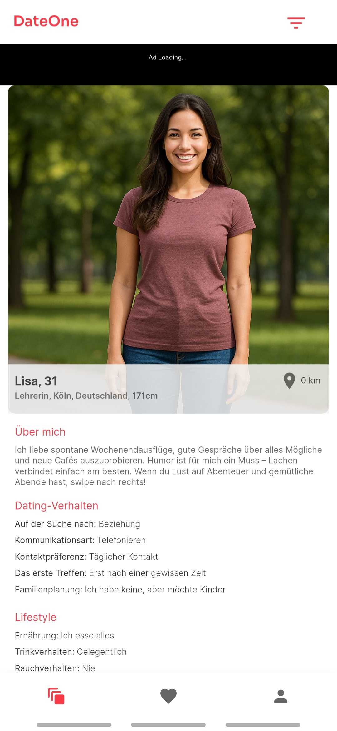 DateOne App Screen 2